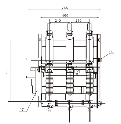 FZN21-12D戶內(nèi)真空負(fù)荷開(kāi)關(guān)-熔斷器組合電器安裝尺寸3