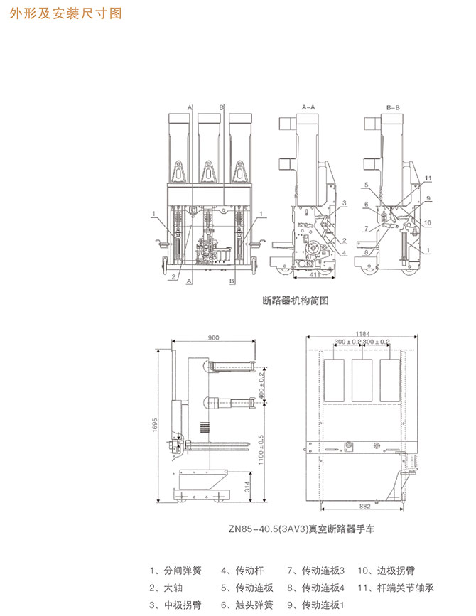 ZN85-40.5/200-31.5型戶內(nèi)高壓真空斷路器